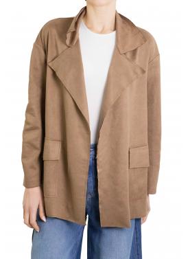 Giacca in ecorenna  lunga con cinta 